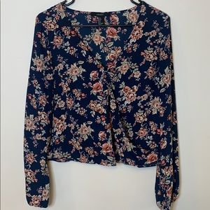 Blue floral blouse